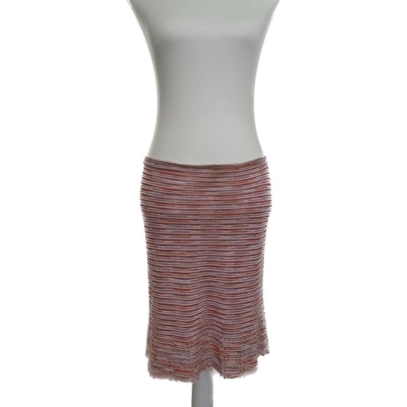 ⭐️MISSONI - VINTAGE PINK AND ORANGE STRIPED KNITTED MIDI SKIRT⭐️ - Picture 7 of 8
